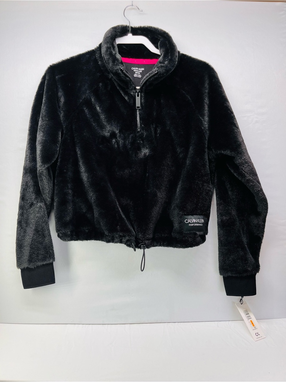 Calvin Klein Black Plush Half-Zip Teddy Jacket